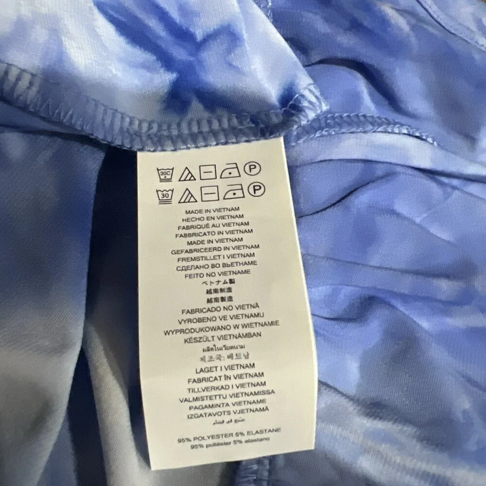 Michael Kors Tie Dye Summer Dress Women's XL Blue Ruffle Hem Sleeveless Y2K